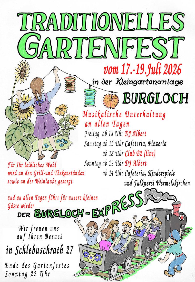 Plakat: Traditionelles Gartenfest vom 17. bis 19. Juli 2026